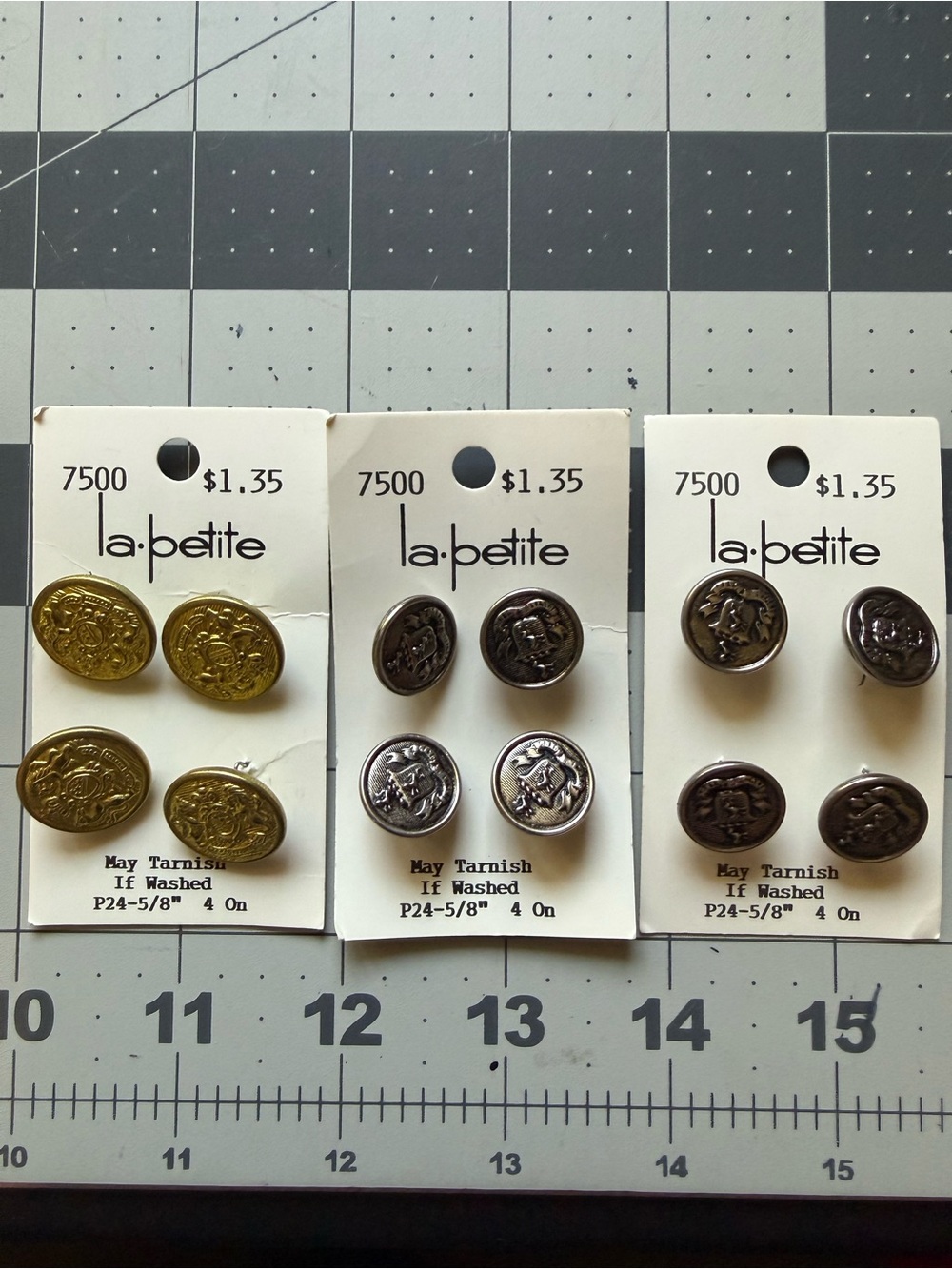La-petite Decorative Metal Coat Buttons Set - Gold & Pewter Tones